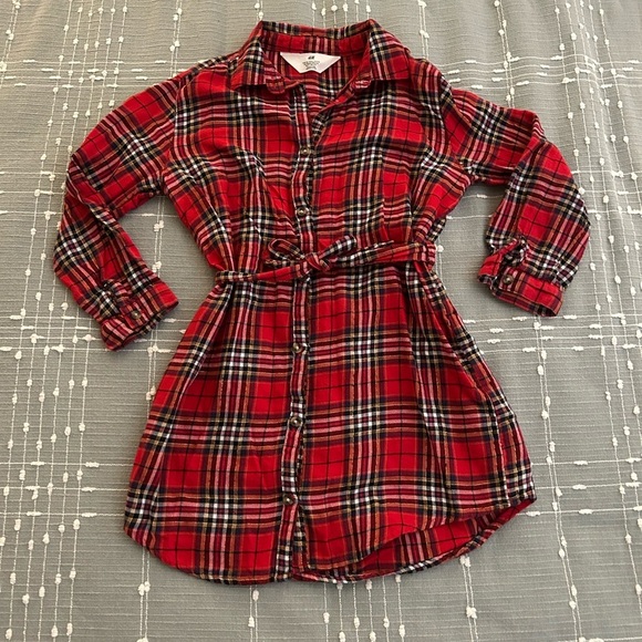 H&M Red Plaid Kids Shirt Dress size 6x - Picture 1 of 5